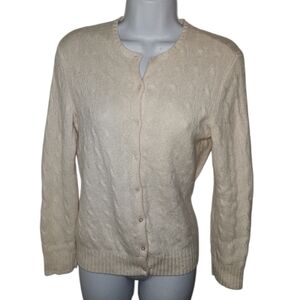 Ralph Lauren Cashmere Ivory Cable Knit Cardigan Women's Sz S